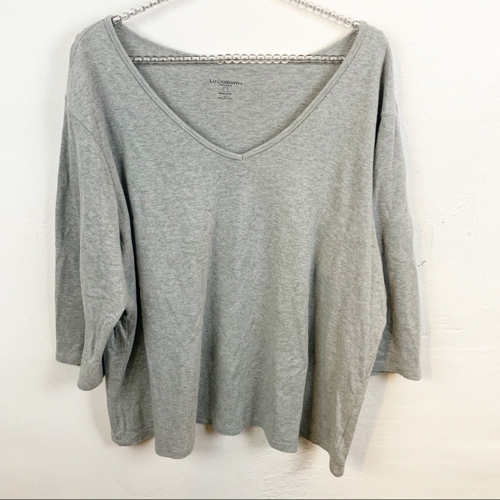 Liz Claiborne l Grey Plus Size Quarter Sleeve Top